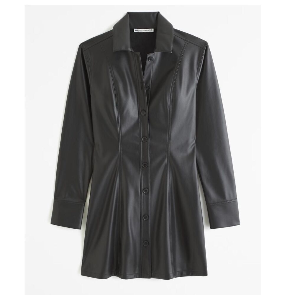 Abercrombie & Fitch Vegan Leather Shirt Dress